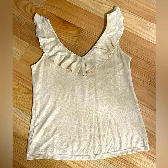 Lilly Pulitzer Gold Linen Ruffle Tank Top - Picture 5 of 6